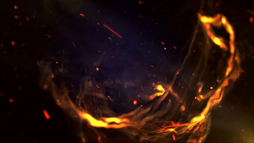 Fire Flame Background Loop. Seamless looping dark red dangerous fire flames with sparks animation background. Conceptual Royalty-Free Stock Footage #1097248253