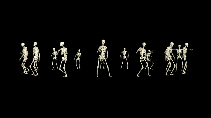 3D skeletons funny dance animation. Halloween dancing skeletons 3D.  | Shutterstock HD Video #1097248613