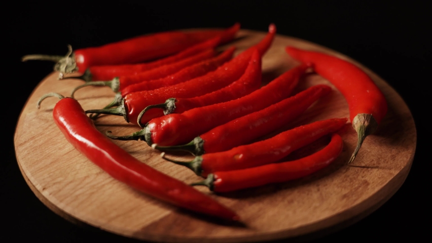 Red pepper on black background Spicy Food concept 4k Royalty-Free Stock Footage #1097250707