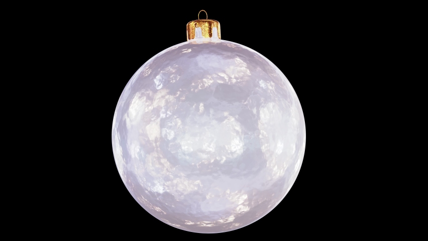 Realistic looping 3D animation of the single stylish frosted white glass Christmas bauble spinning rendered in UHD with alpha matte Royalty-Free Stock Footage #1097252705