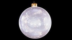 Realistic looping 3D animation of the single stylish frosted white glass Christmas bauble spinning rendered in UHD with alpha matte - Powered by Shutterstock - Get 15% off with code: PIKWIZARD15