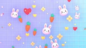 Looped kawaii bunnies, hearts, flowers, and carrots pattern animation. - Powered by Shutterstock - Get 15% off with code: PIKWIZARD15