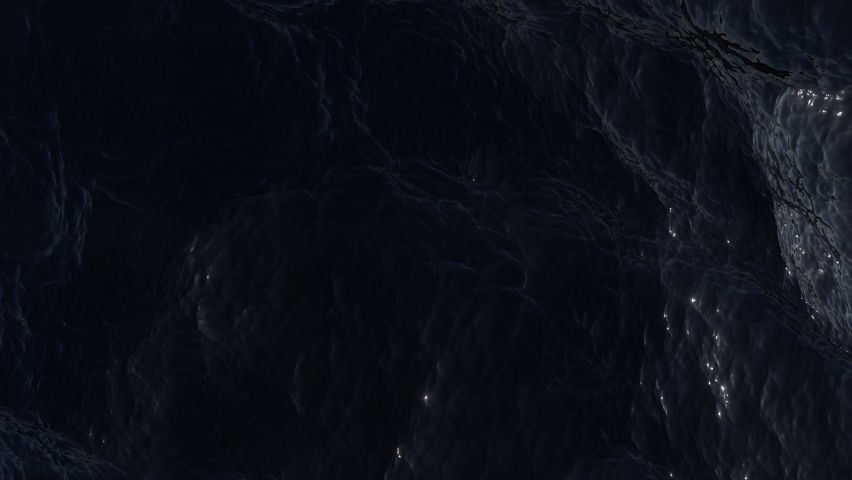 Aerial view of the dark ocean. Ripples and waves on deep water surface. 
Turbulent sea reflects the bright moonlight. Soft and relaxing movement. Night top view. Liquid background. Royalty-Free Stock Footage #1097255647