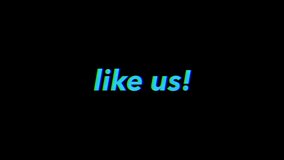 Like Us text with colorful glitch effect. 4k footage to get likes on social media posts