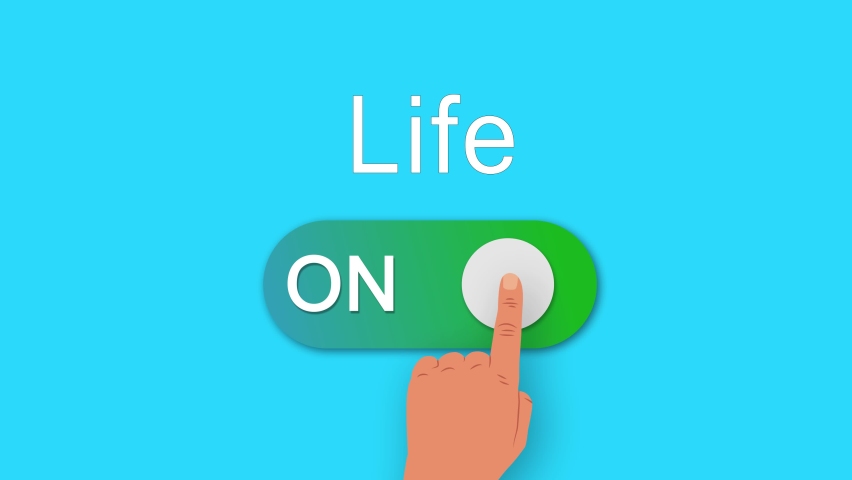 Change Your Life Concept Animation with button Life activation. Turning on Toggle Conceptual Idea	
 | Shutterstock HD Video #1097265851