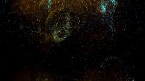 Gold Particles Moving Background. fast energy flying wave line with flash lights. Particle from below. Particle gold dust flickering on black background. Abstract Footage background for text. - Powered by Shutterstock - Get 15% off with code: PIKWIZARD15