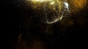 Gold Particles Moving Background. fast energy flying wave line with flash lights. Particle from below. Particle gold dust flickering on black background. Abstract Footage background for text. - Powered by Shutterstock - Get 15% off with code: PIKWIZARD15