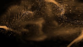Gold Particles Moving Background. fast energy flying wave line with flash lights. Particle from below. Particle gold dust flickering on black background. Abstract Footage background for text. - Powered by Shutterstock - Get 15% off with code: PIKWIZARD15