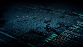 Futuristic motion graphic user interface head up display screen with digital data city map telemetry information display for digital background computer desktop display screen - Powered by Shutterstock - Get 15% off with code: PIKWIZARD15