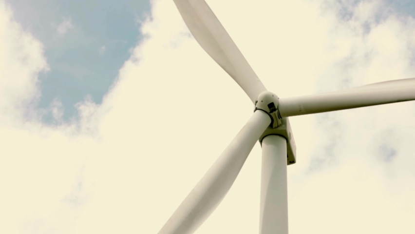 4k slow motion close-up of clean and renewable wind farm,modern electric industrial kinetic energy conversion environmental protection innovation ecology generator wind turbine | Shutterstock HD Video #1097279019
