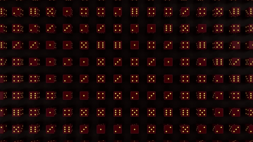 Red and yellow lucky gamble dices abstract 3D backdrop - loop video