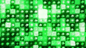 Green and yellow background with mosaic. Motion. Illuminated squares of small size made in computer graphics.