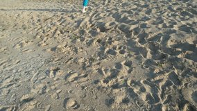 aerial beach and footprint, summer time