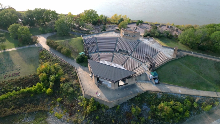 Open Air theater on Mud Island in Memphis Tennessee - aerial view