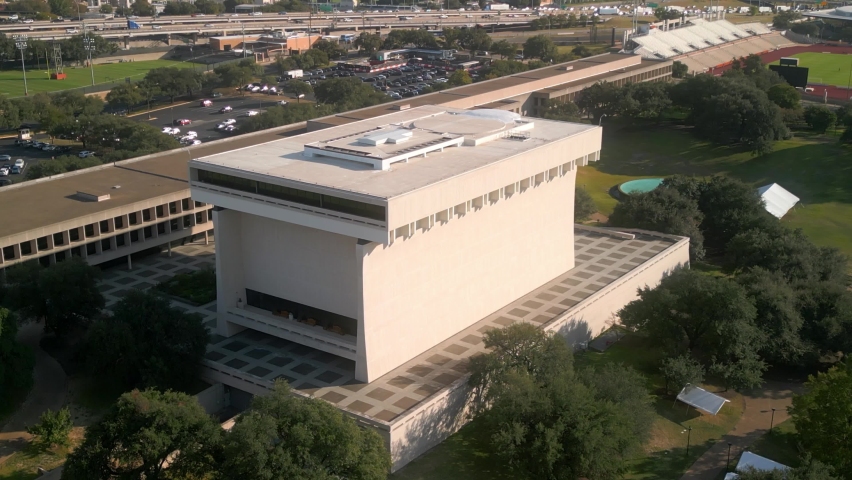 LBJ Lyndon Baines Johnson Library and Museum in Houston from above - aerial view