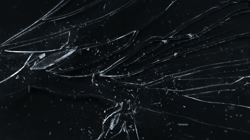 Super Slow Motion Shot of Breaking Real Glass at 1000 fps. Isolated on Black Background. Royalty-Free Stock Footage #1097313471