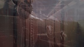 Animation of graph with increasing numbers over server room against close-up of horse in stable. Digital composite, multiple exposure, report, finance, growth, animal, technology and network server. - Powered by Shutterstock - Get 15% off with code: PIKWIZARD15