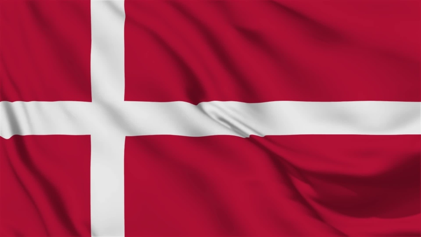 Denmark flag waving animation. Denmark flag closeup. Denmark flag seamless loop animation. Royalty-Free Stock Footage #1097323205