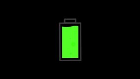 Full to low battery fluid animation on black background