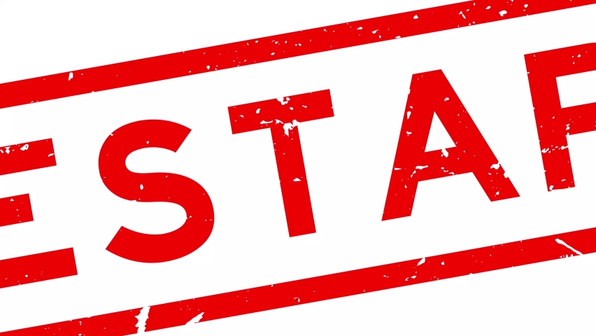 Grunge red restart word square rubber seal stamp zoom on white background