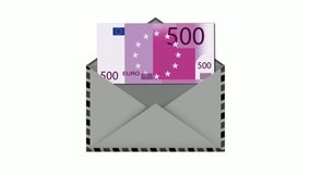 Animated realistic green postal envelope with Euro banknotes inside. Concept on the theme of bribes, salaries in envelopes, illegal circulation of money. Video - Powered by Shutterstock - Get 15% off with code: PIKWIZARD15
