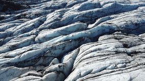 Glacier in arctic nature landscape on Iceland, Aerial Video