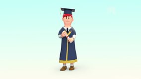 3d animated cartoon video of moving girl wearing graduated dress v