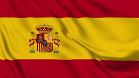 Spain Flag, Spain Waving Flag,  Waving Animation Of Spanish Flag , Spain Flag Closeup.