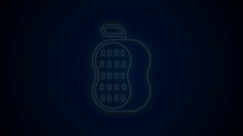 Glowing neon line Washcloth icon isolated on black background. Bath house sauna washcloth sign. Item for pleasure and relaxing. 4K Video motion graphic animation.