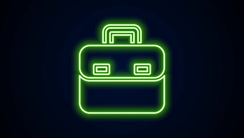 Glowing neon line Briefcase icon isolated on black background. Business case sign. Business portfolio. 4K Video motion graphic animation. | Shutterstock HD Video #1097352445