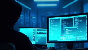 Computer Hacker in Hoodie. Obscured Dark Face. Hacker Attack, Virus Infected Software, Dark Web and Cyber Security concept - Powered by Shutterstock - Get 15% off with code: PIKWIZARD15