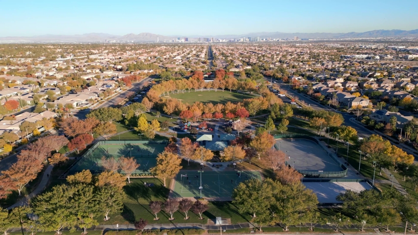 Aerial video of a park in West Las Vegas area called Summerlin | Shutterstock HD Video #1097354263