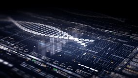Futuristic holographic advance biomedical DNA sequence analysis diagnostic head up display for background computer screen display - Powered by Shutterstock - Get 15% off with code: PIKWIZARD15