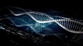 Futuristic holographic advance biomedical DNA sequence analysis diagnostic head up display for background computer screen display - Powered by Shutterstock - Get 15% off with code: PIKWIZARD15