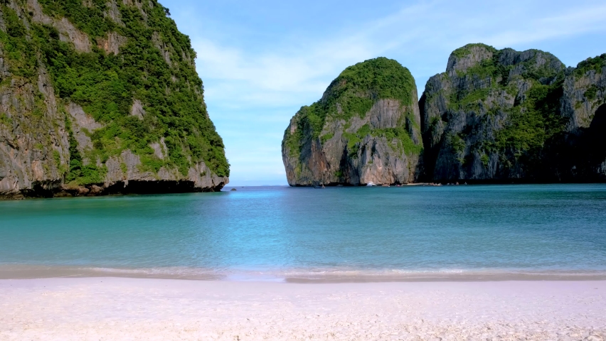 Koh Phi Phi Thailand empty Maya beach  | Shutterstock HD Video #1097364663