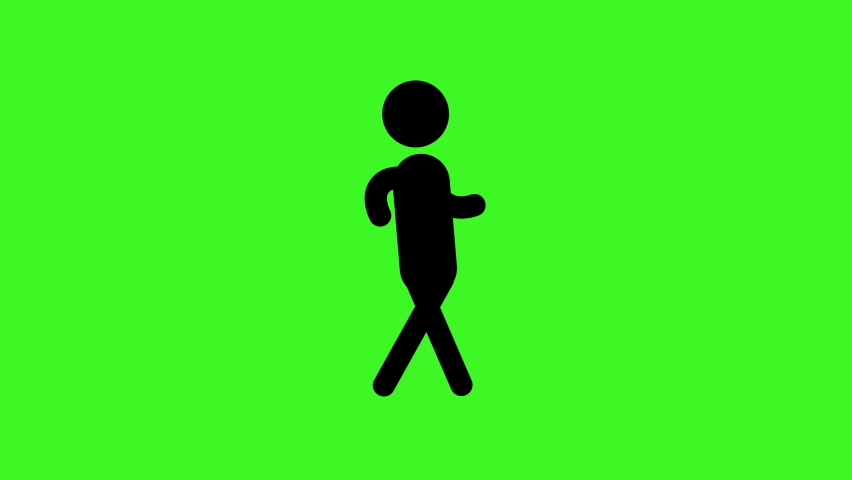 Icon Man walking animation. 2D Figure Cartoon Animations. green Transparent Background.Chroma key. | Shutterstock HD Video #1097374977