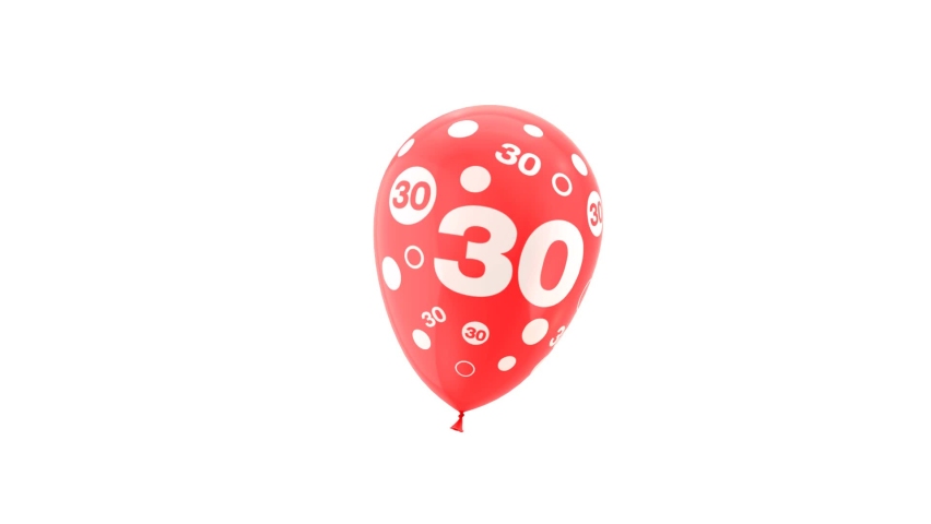 30 Years Old. Birthday Celebration Balloon. Loop Animation with Green Screen   Royalty-Free Stock Footage #1097376515