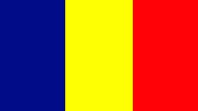 Romania Flag Colors. 2D Animated transition in horizontally on both sides over green screen chroma key for video transition. Seamless looping. 4K UHD.