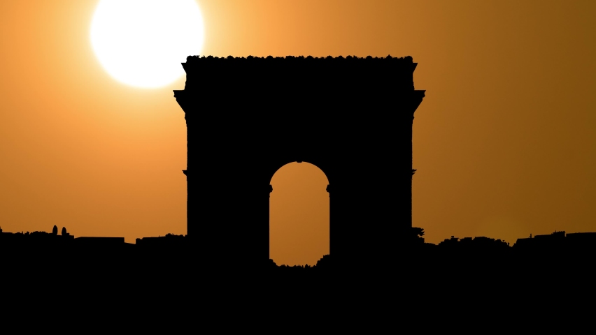 The Arc de Triomphe, Paris, France, Sunset Timelapse, No Clouds | Shutterstock HD Video #1097377157