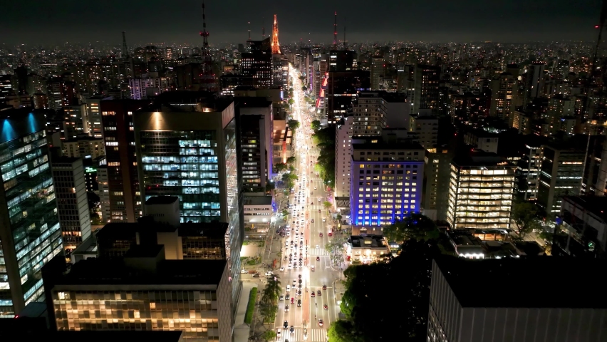 Paulista Avenue At Downtown City Sao Paulo Brazil. Cityscapes Modern. Town Horizon District Urban. Town Outdoors District Downtown Panoramic. Town Urban City Landmark. Downtown City Sao Paulo.