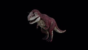 Carnotaurus Dinosaur Running Idle,Animation.Full HD 1920×1080. 10 Second Long.Transparent Alpha Video. LOOP.