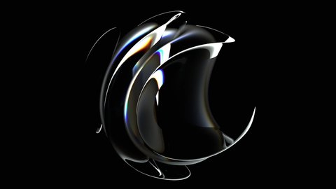 3d render abstract art video animation with surreal glass sphere or ball in deformation transformation process with dispersion rainbow color spectrum prism effect on isolated black background Stock Video