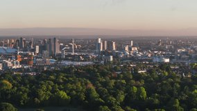 Establishing Aerial View Shot of London UK, United Kingdom, New Charlton, Woolwich, Greenwich 