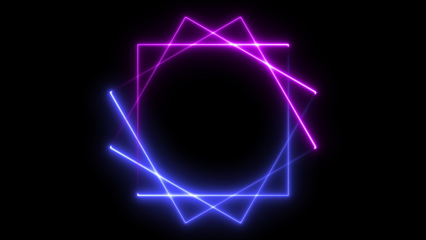 Bright neon lines frame on black background. Seamless looping animation. 4K footage | Shutterstock HD Video #1097404945