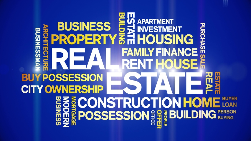 Real Estate Animated tag word cloud,text design animation typography seamless loop.  | Shutterstock HD Video #1097406547