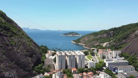 The Urca neighborhood seen from above, Rio de Janeiro, Brazil. Aerial video.