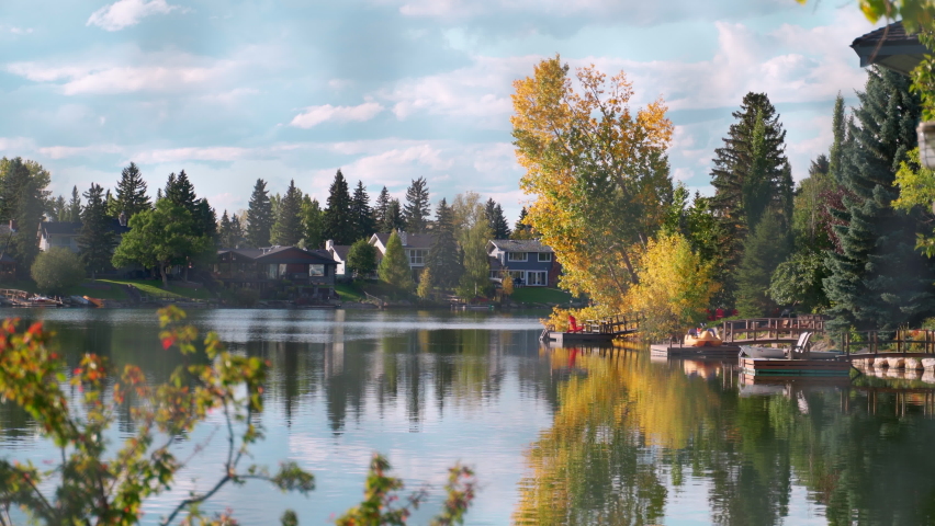 Calm lakeside view on a mild summer day in Canada