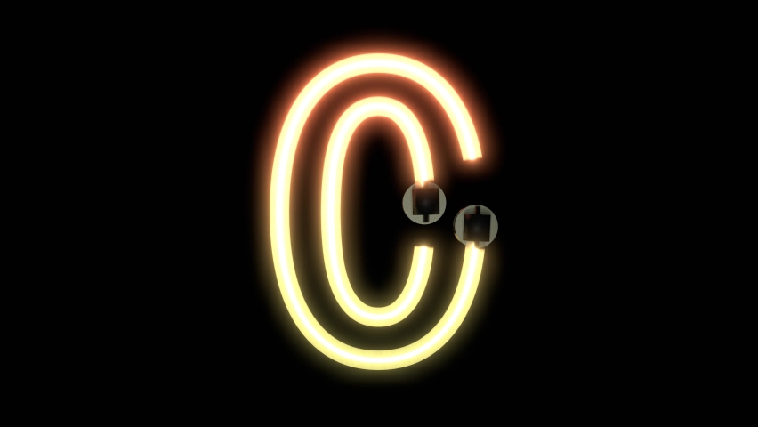 3D Render of Animated Neon Flickering Font - Number 0