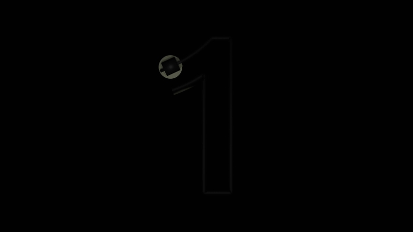 3D Render of Animated Neon Flickering Font - Number 1