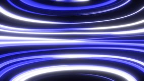 Blue luminous lines raised from magical energy lines and stripes on a black background. Abstract background. Video in high quality 4k, motion graphics design